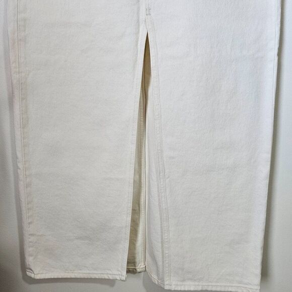 NWT LEVI'S CREAM/WHITE DENIM MAXI SLIT FRONT SKIRT SIZE 30 - Picture 6 of 16